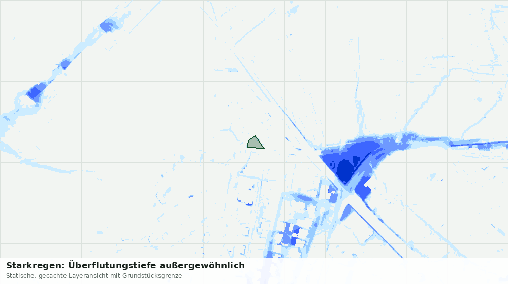 Statische Kartenansicht: Starkregen: Überflutungstiefe außergewöhnlich