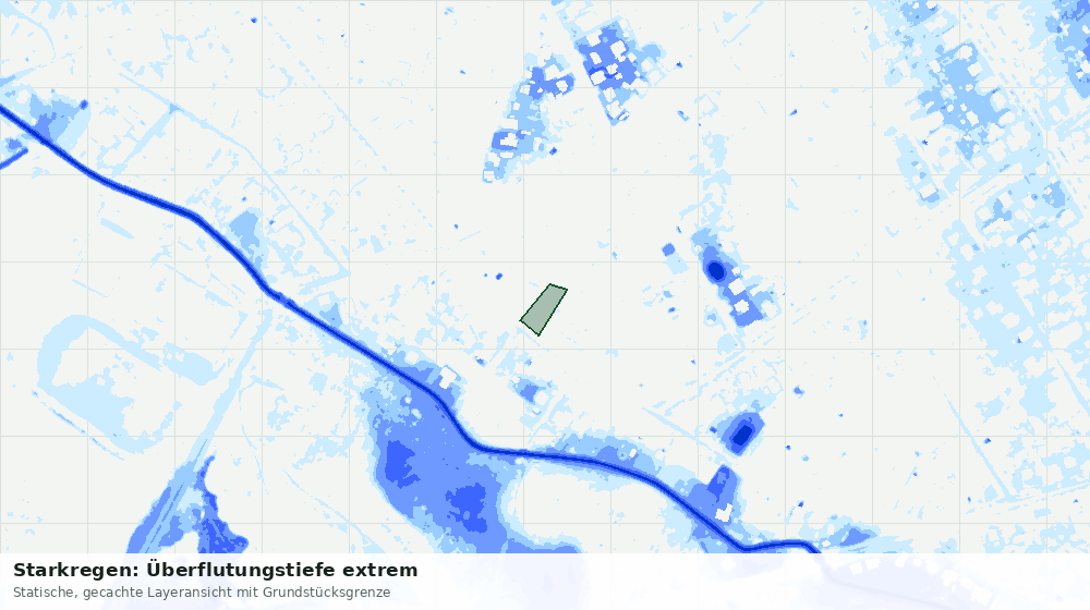 Statische Kartenansicht: Starkregen: Überflutungstiefe extrem