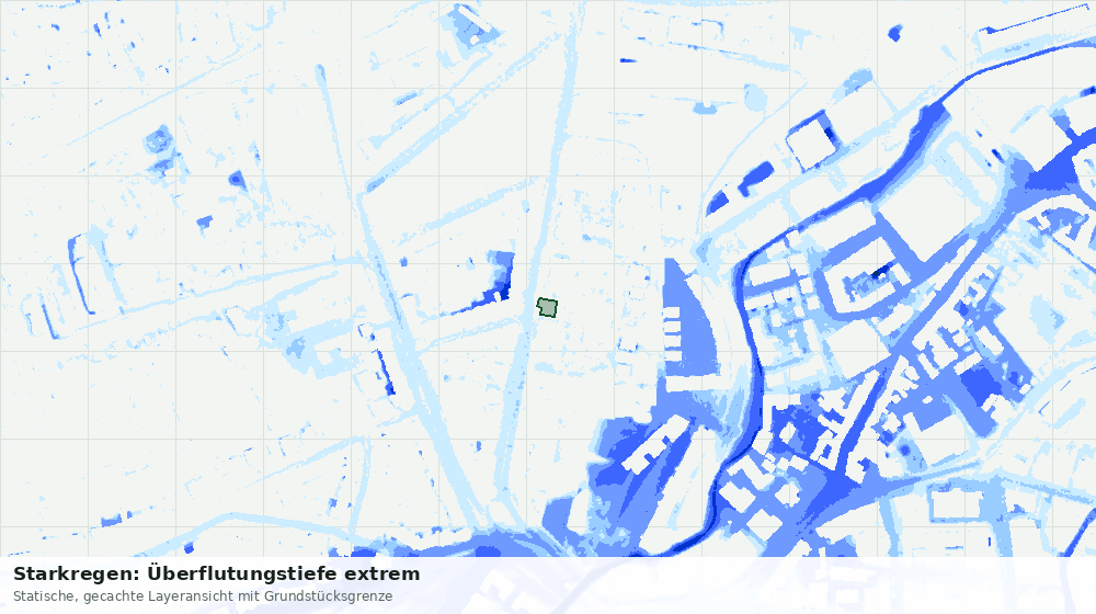 Statische Kartenansicht: Starkregen: Überflutungstiefe extrem