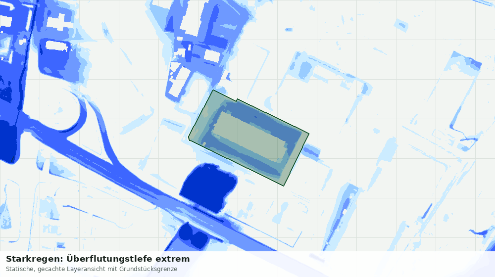 Statische Kartenansicht: Starkregen: Überflutungstiefe extrem