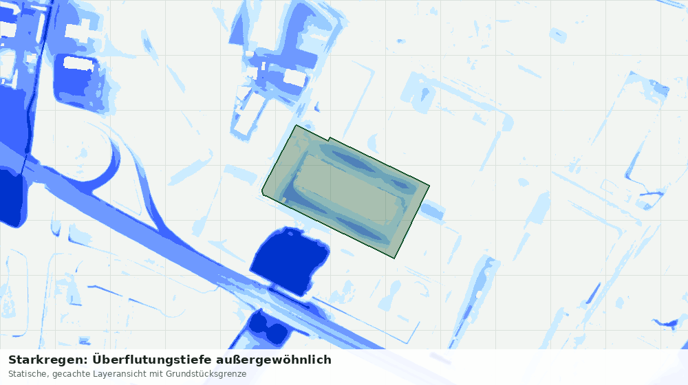 Statische Kartenansicht: Starkregen: Überflutungstiefe außergewöhnlich