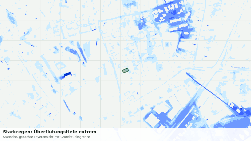 Statische Kartenansicht: Starkregen: Überflutungstiefe extrem