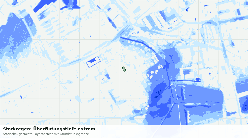 Statische Kartenansicht: Starkregen: Überflutungstiefe extrem