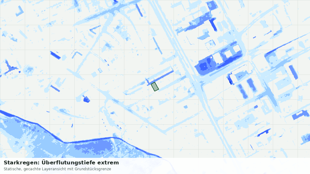 Statische Kartenansicht: Starkregen: Überflutungstiefe extrem