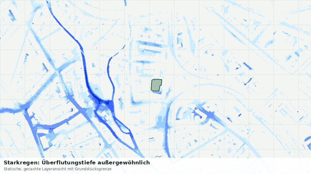Statische Kartenansicht: Starkregen: Überflutungstiefe außergewöhnlich