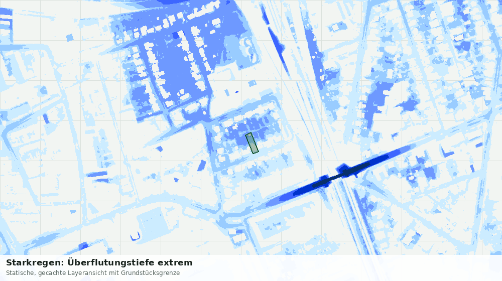 Statische Kartenansicht: Starkregen: Überflutungstiefe extrem