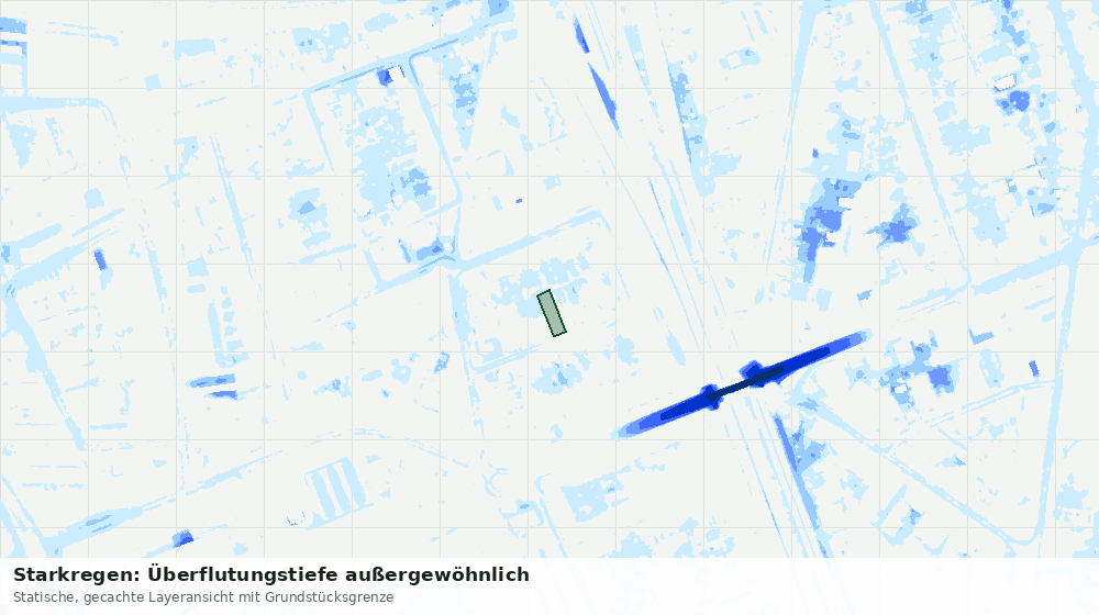 Statische Kartenansicht: Starkregen: Überflutungstiefe außergewöhnlich