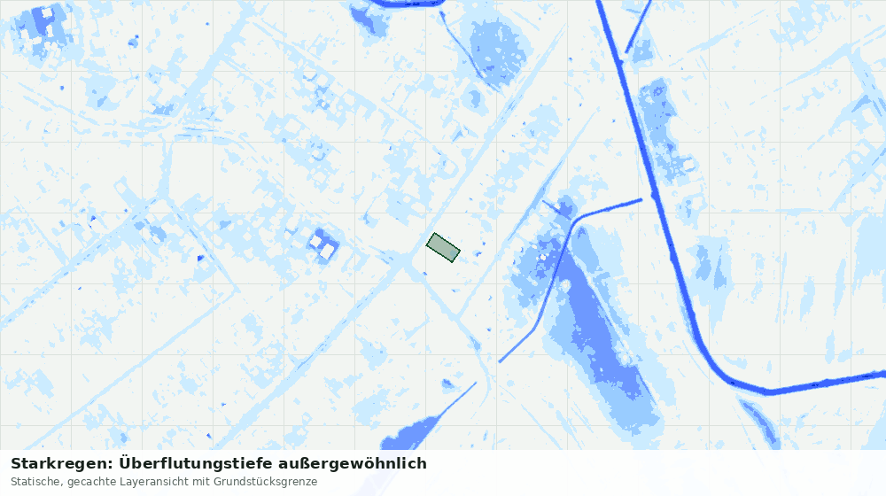 Statische Kartenansicht: Starkregen: Überflutungstiefe außergewöhnlich