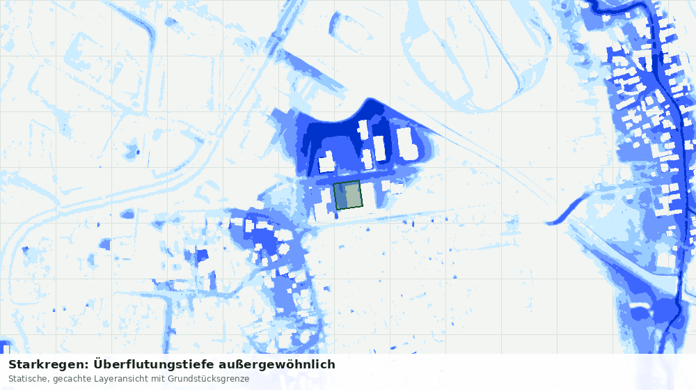 Statische Kartenansicht: Starkregen: Überflutungstiefe außergewöhnlich