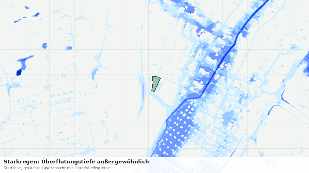 Statische Kartenansicht: Starkregen: Überflutungstiefe außergewöhnlich