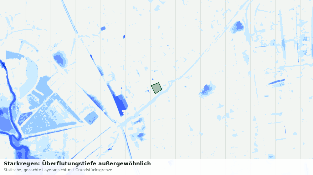 Statische Kartenansicht: Starkregen: Überflutungstiefe außergewöhnlich