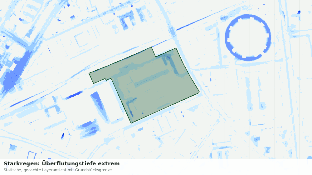 Statische Kartenansicht: Starkregen: Überflutungstiefe extrem