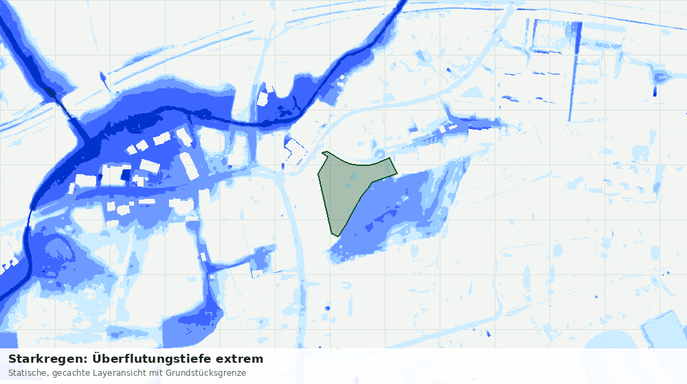 Statische Kartenansicht: Starkregen: Überflutungstiefe extrem