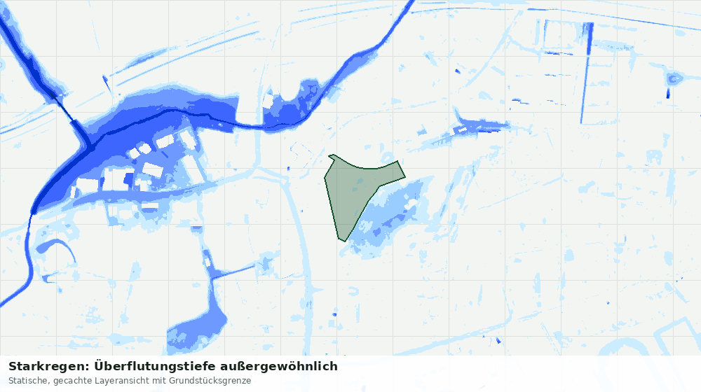 Statische Kartenansicht: Starkregen: Überflutungstiefe außergewöhnlich