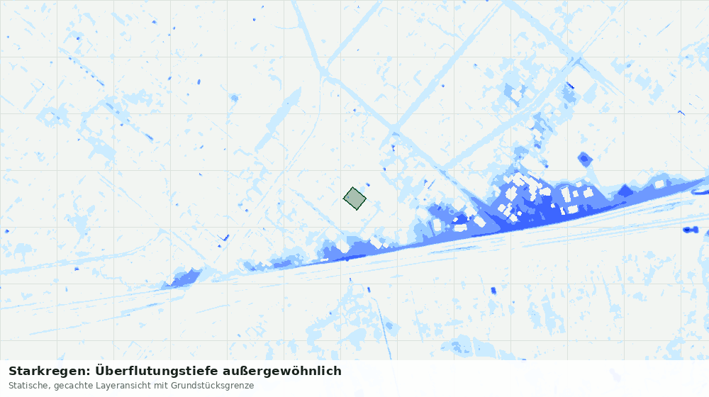 Statische Kartenansicht: Starkregen: Überflutungstiefe außergewöhnlich