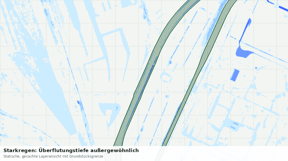 Statische Kartenansicht: Starkregen: Überflutungstiefe außergewöhnlich