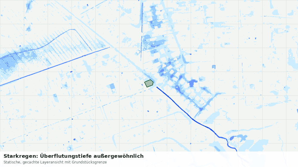 Statische Kartenansicht: Starkregen: Überflutungstiefe außergewöhnlich
