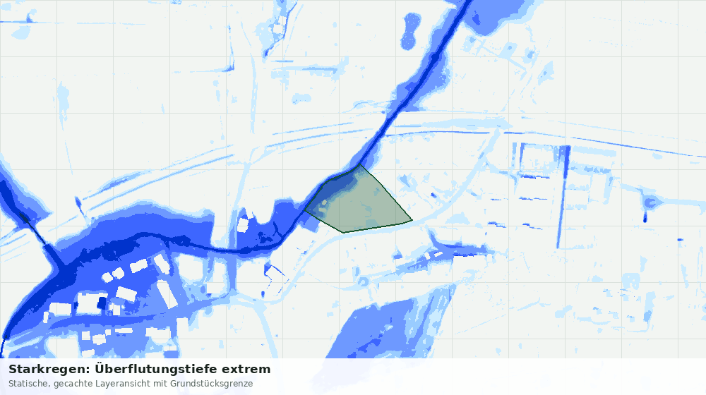 Statische Kartenansicht: Starkregen: Überflutungstiefe extrem
