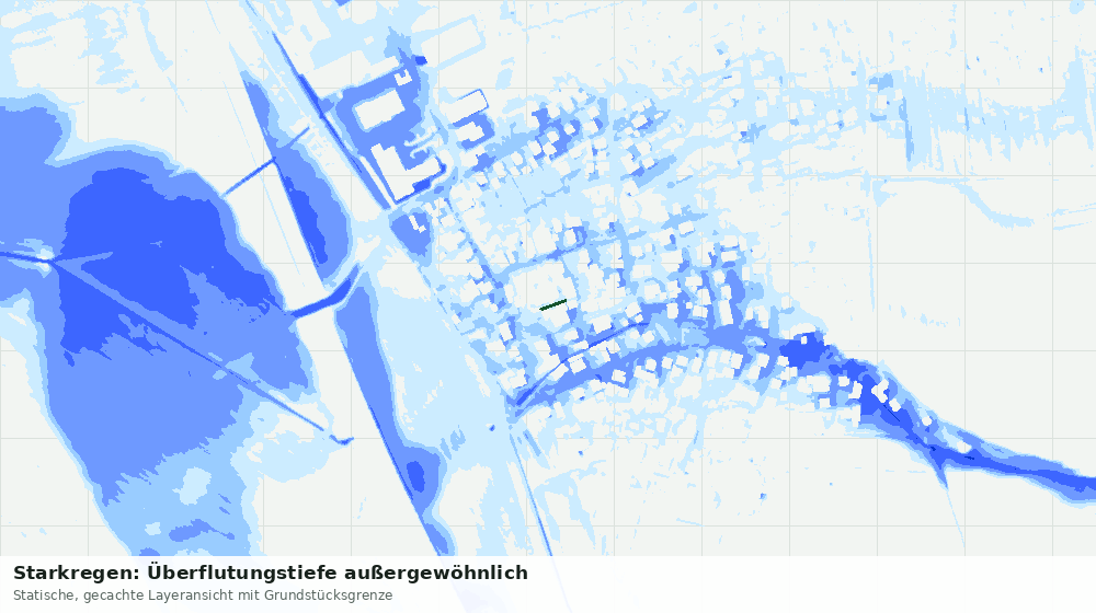 Statische Kartenansicht: Starkregen: Überflutungstiefe außergewöhnlich