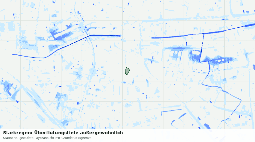 Statische Kartenansicht: Starkregen: Überflutungstiefe außergewöhnlich