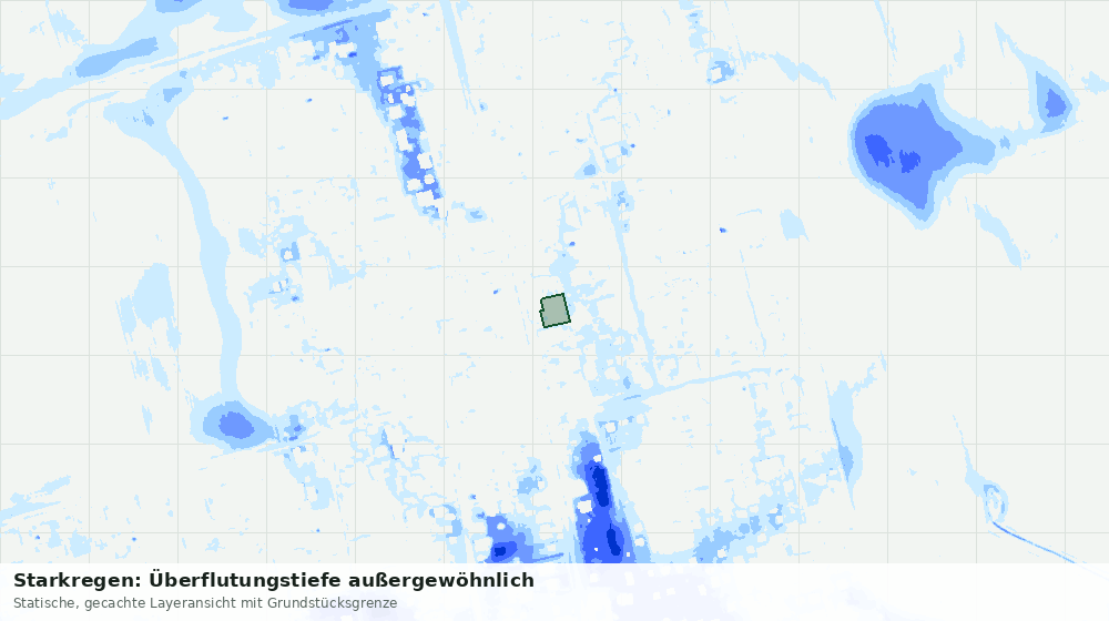 Statische Kartenansicht: Starkregen: Überflutungstiefe außergewöhnlich