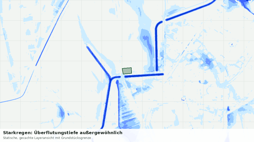 Statische Kartenansicht: Starkregen: Überflutungstiefe außergewöhnlich