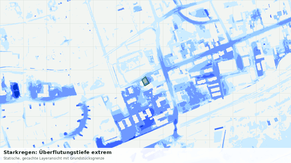 Statische Kartenansicht: Starkregen: Überflutungstiefe extrem