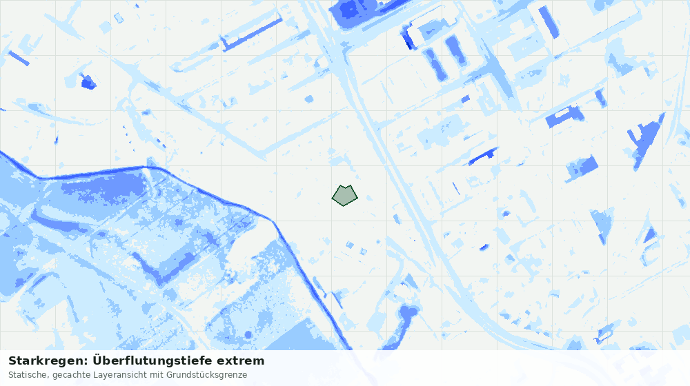 Statische Kartenansicht: Starkregen: Überflutungstiefe extrem