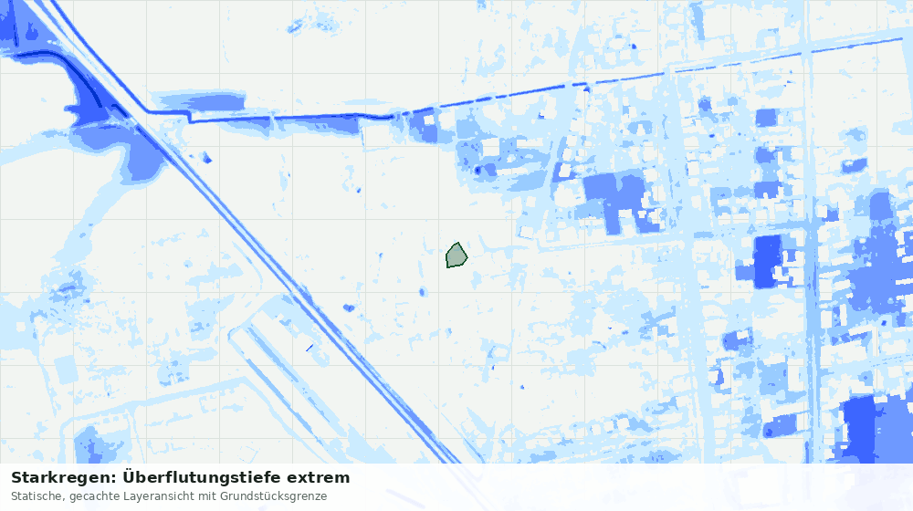 Statische Kartenansicht: Starkregen: Überflutungstiefe extrem
