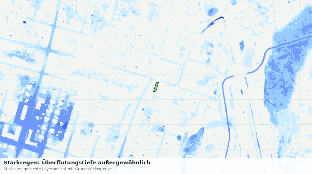 Statische Kartenansicht: Starkregen: Überflutungstiefe außergewöhnlich