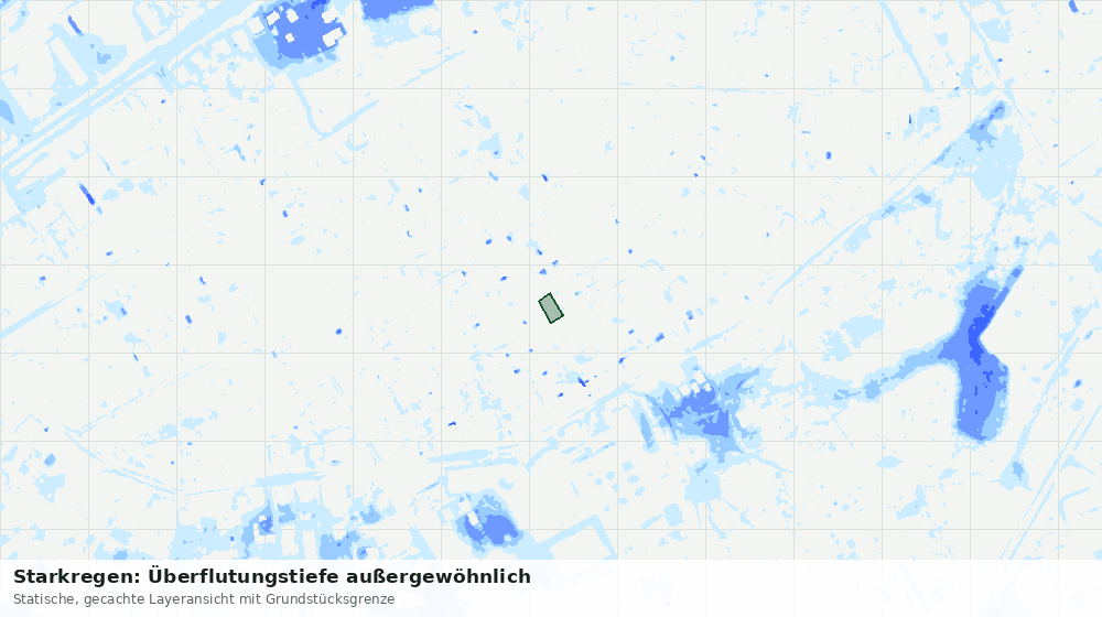 Statische Kartenansicht: Starkregen: Überflutungstiefe außergewöhnlich