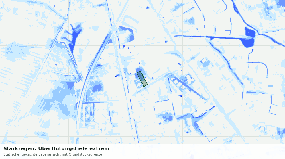 Statische Kartenansicht: Starkregen: Überflutungstiefe extrem