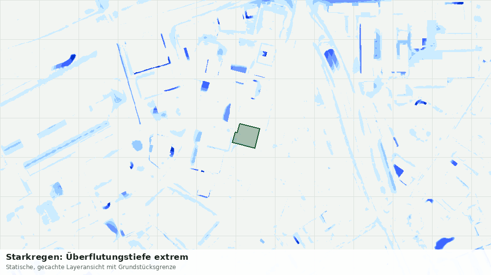 Statische Kartenansicht: Starkregen: Überflutungstiefe extrem