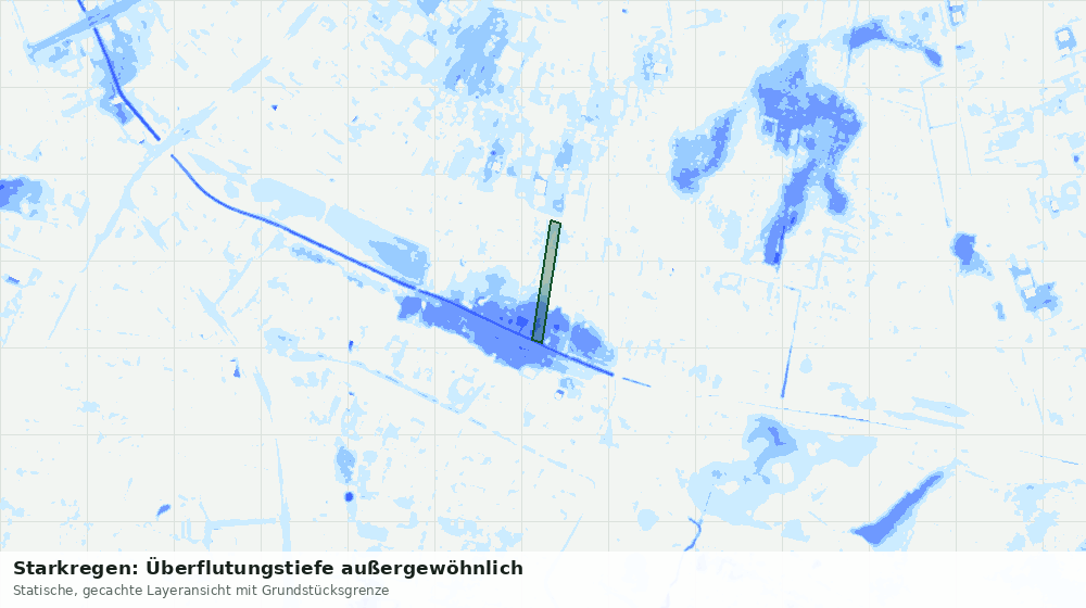 Statische Kartenansicht: Starkregen: Überflutungstiefe außergewöhnlich