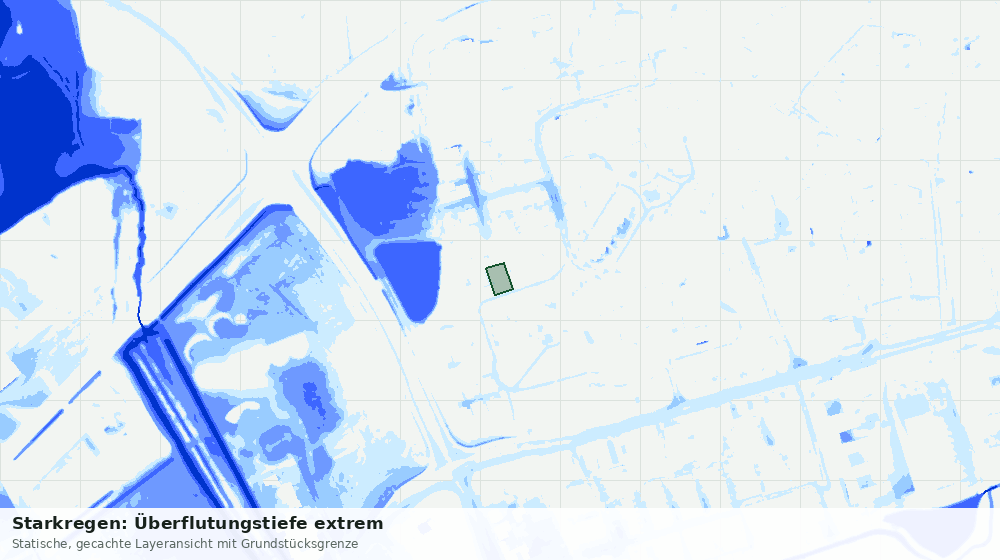 Statische Kartenansicht: Starkregen: Überflutungstiefe extrem
