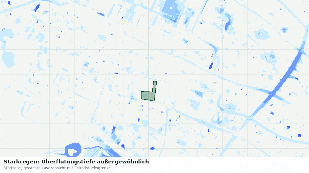 Statische Kartenansicht: Starkregen: Überflutungstiefe außergewöhnlich