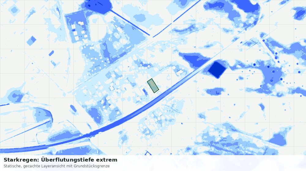 Statische Kartenansicht: Starkregen: Überflutungstiefe extrem