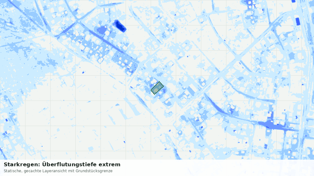 Statische Kartenansicht: Starkregen: Überflutungstiefe extrem