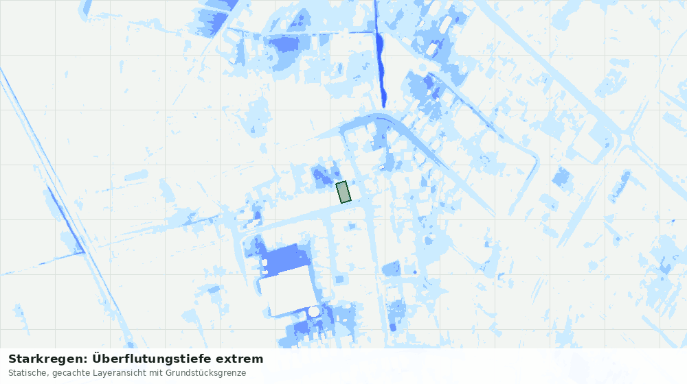 Statische Kartenansicht: Starkregen: Überflutungstiefe extrem