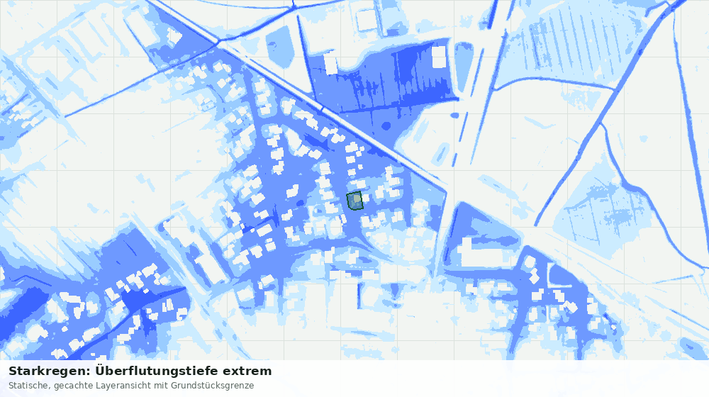Statische Kartenansicht: Starkregen: Überflutungstiefe extrem