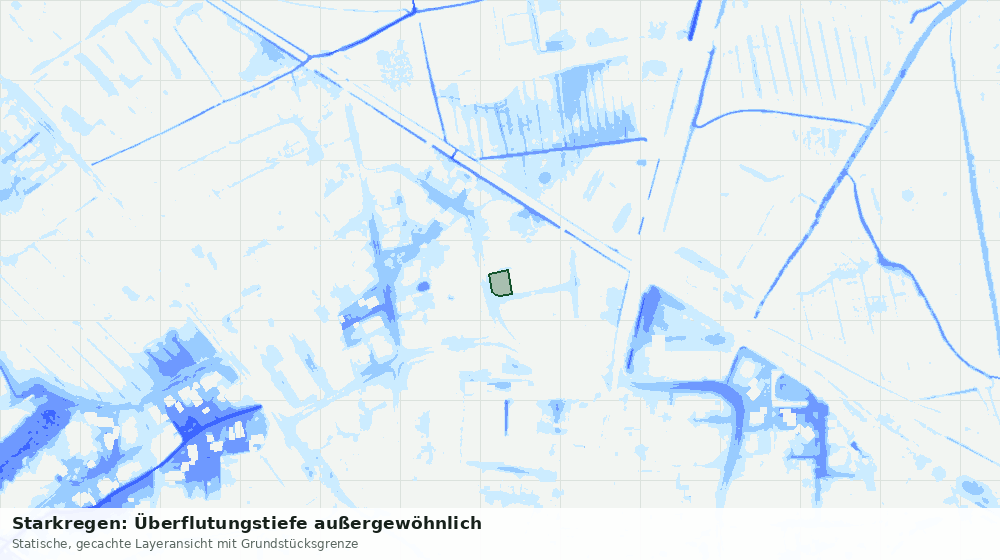 Statische Kartenansicht: Starkregen: Überflutungstiefe außergewöhnlich