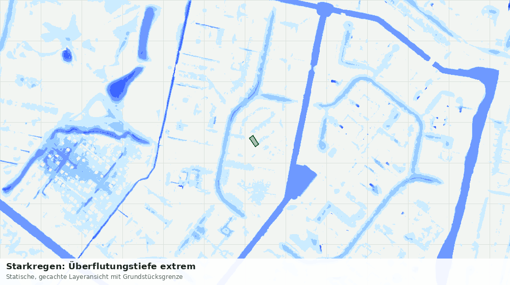 Statische Kartenansicht: Starkregen: Überflutungstiefe extrem