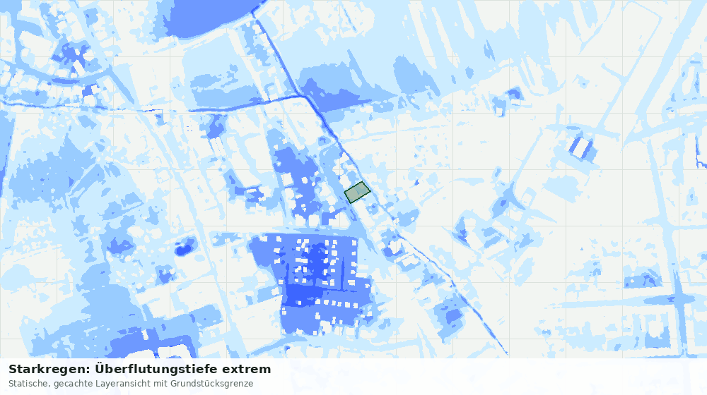 Statische Kartenansicht: Starkregen: Überflutungstiefe extrem