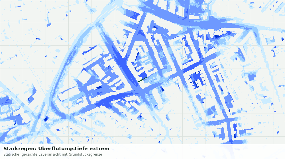 Statische Kartenansicht: Starkregen: Überflutungstiefe extrem