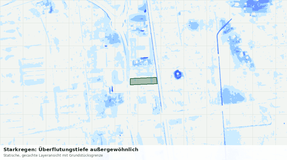 Statische Kartenansicht: Starkregen: Überflutungstiefe außergewöhnlich