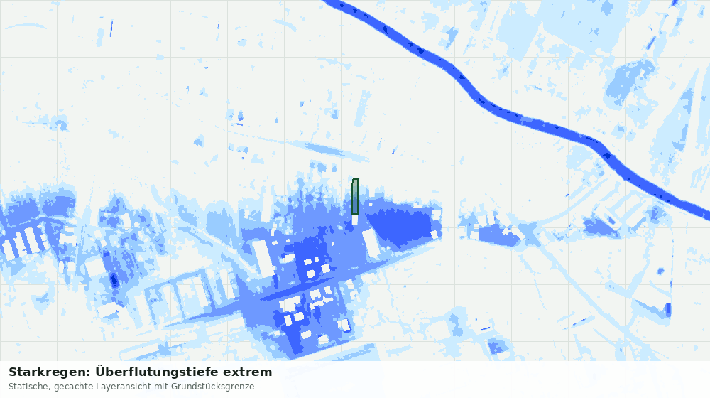 Statische Kartenansicht: Starkregen: Überflutungstiefe extrem
