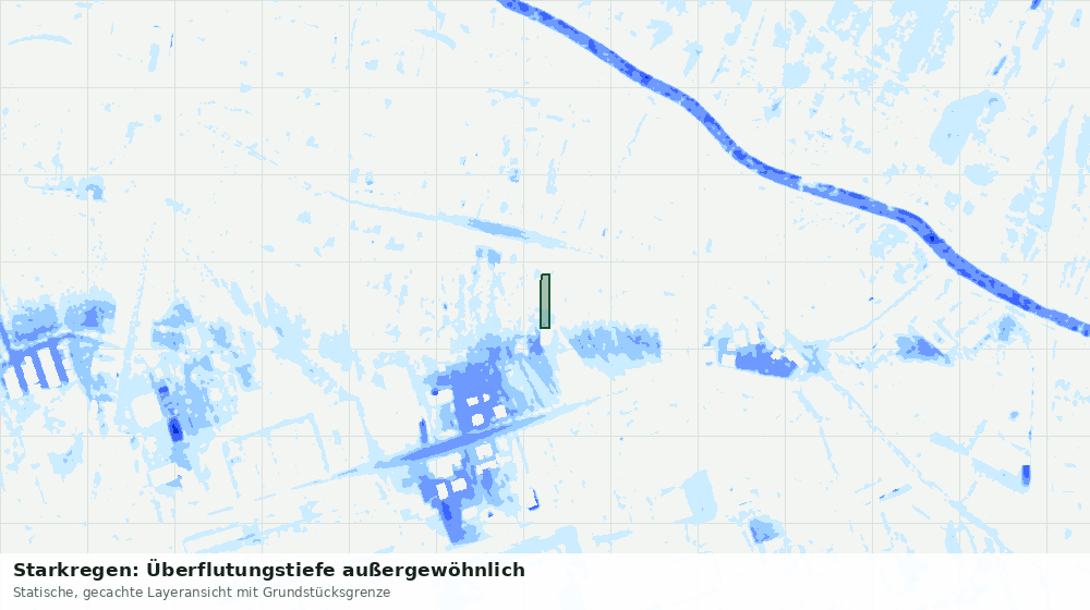 Statische Kartenansicht: Starkregen: Überflutungstiefe außergewöhnlich