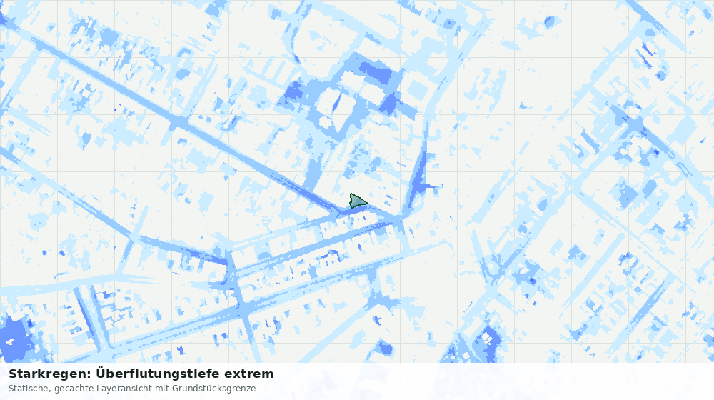Statische Kartenansicht: Starkregen: Überflutungstiefe extrem