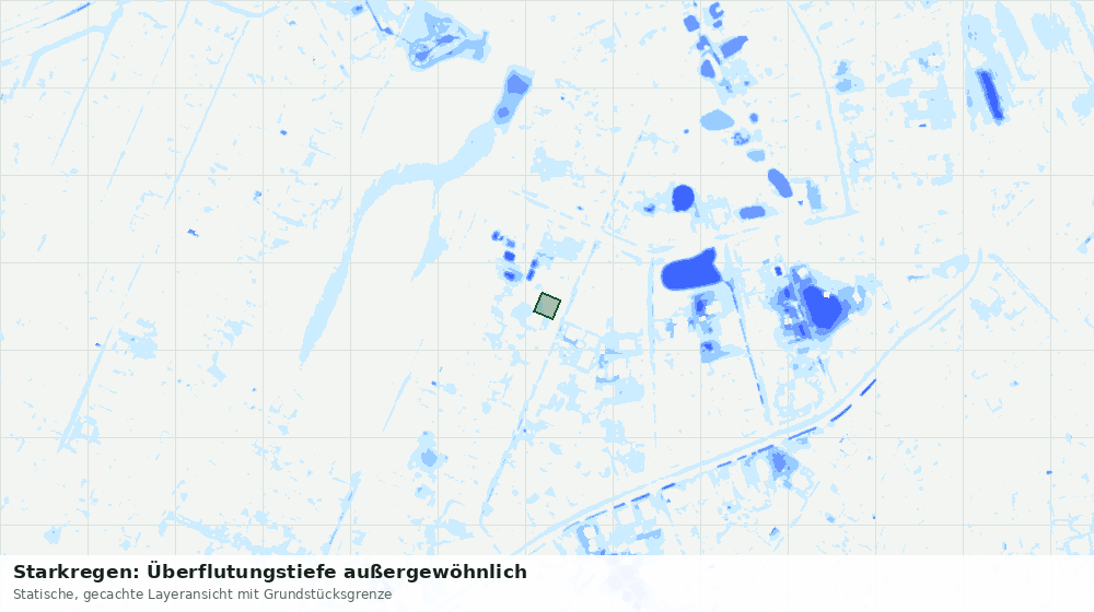 Statische Kartenansicht: Starkregen: Überflutungstiefe außergewöhnlich