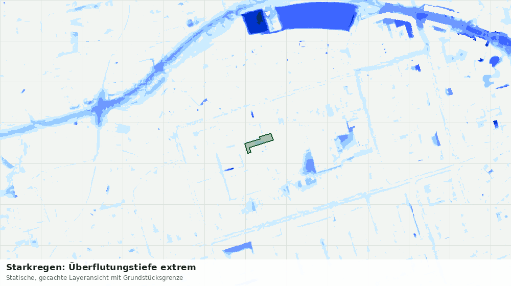 Statische Kartenansicht: Starkregen: Überflutungstiefe extrem